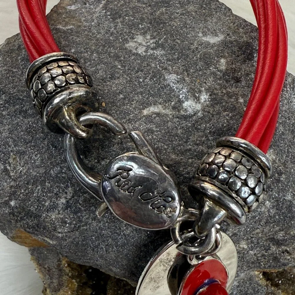 Red Hat Society Plastic Bracelet w/ Charm 7.25